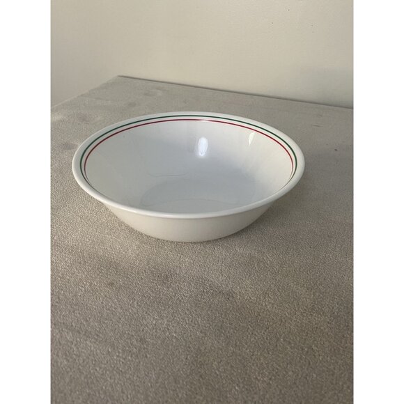 Corelle White Bowl With Red & Green Stripes - Picture 2 of 3